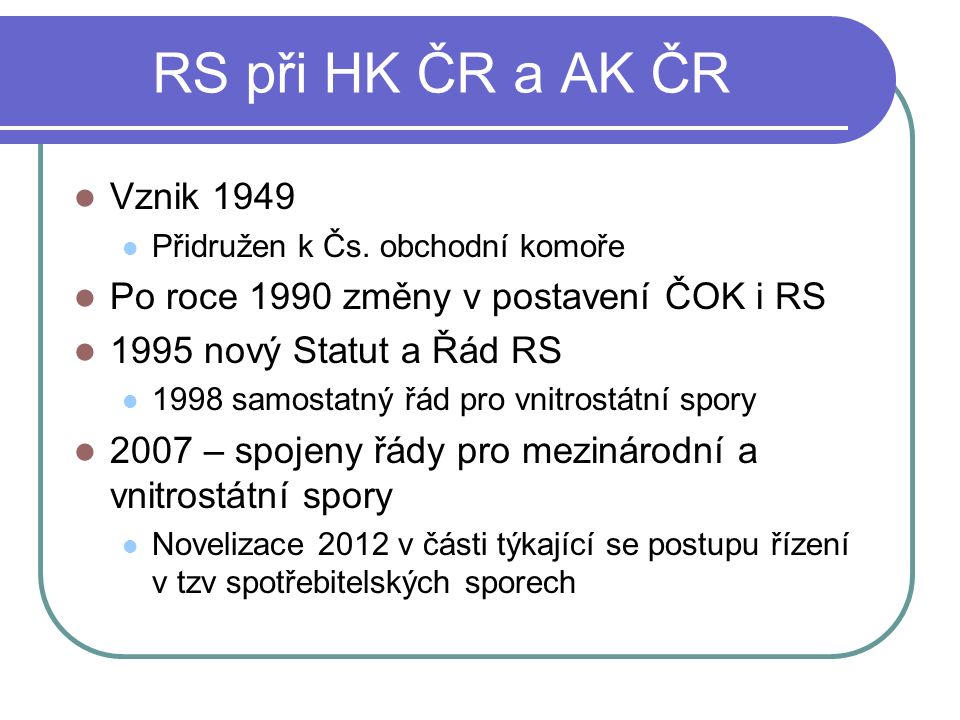 RS při HK ČR a AK ČR Vznik 1949 Přidružen k Čs.