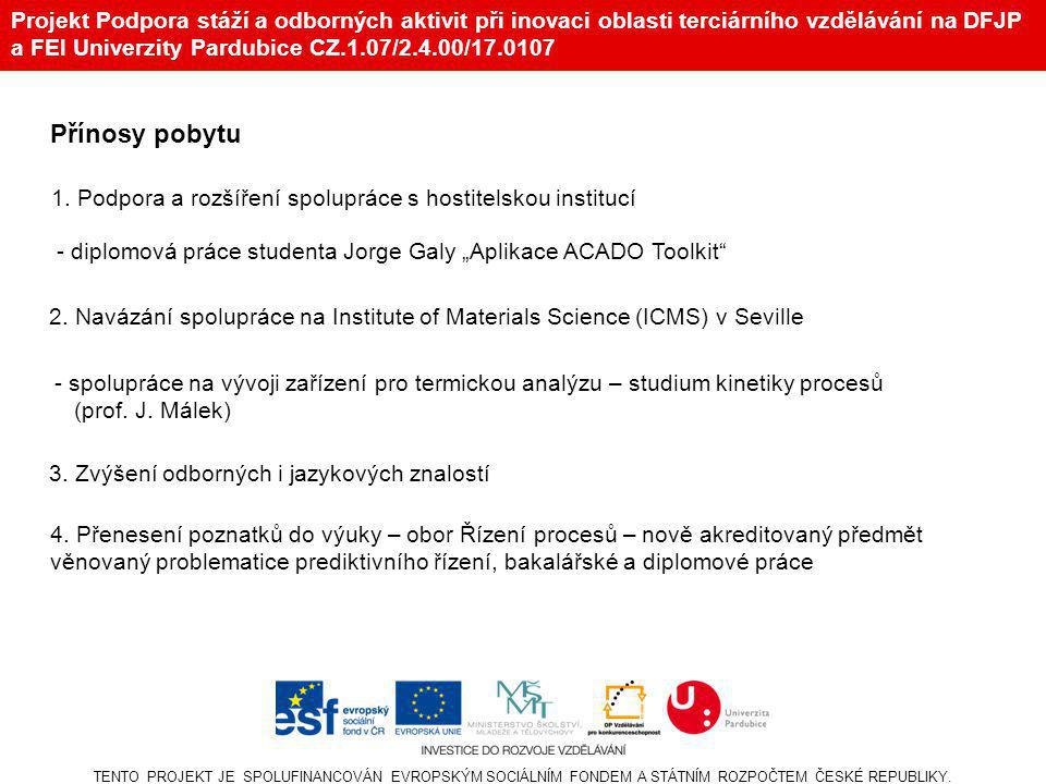 Projekt Podpora stáží a odborných aktivit při inovaci oblasti terciárního vzdělávání na DFJP a FEI Univerzity Pardubice CZ.1.07/2.4.00/ TENTO PROJEKT JE SPOLUFINANCOVÁN EVROPSKÝM SOCIÁLNÍM FONDEM A STÁTNÍM ROZPOČTEM ČESKÉ REPUBLIKY.