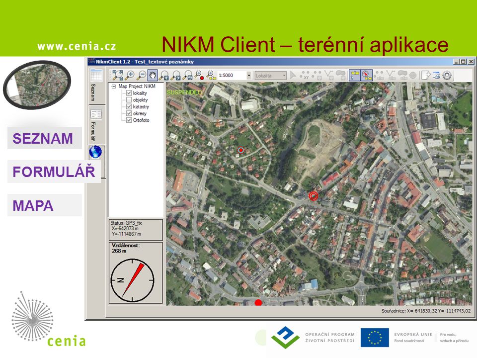 NIKM Client – terénní aplikace SEZNAM FORMULÁŘ MAPA