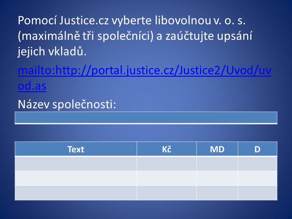 Pomocí Justice.cz vyberte libovolnou v. o. s.