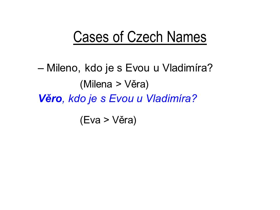 Cases of Czech Names –Mileno, kdo je s Evou u Vladimíra.