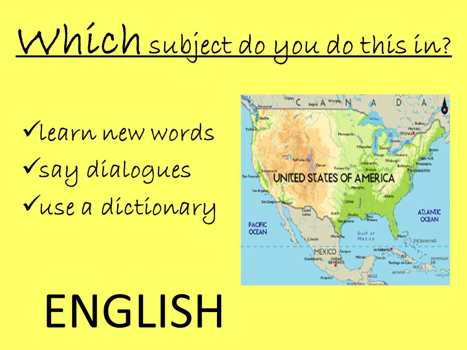 Which subject do you do this in  learn new words  say dialogues  use a dictionary ENGLISH