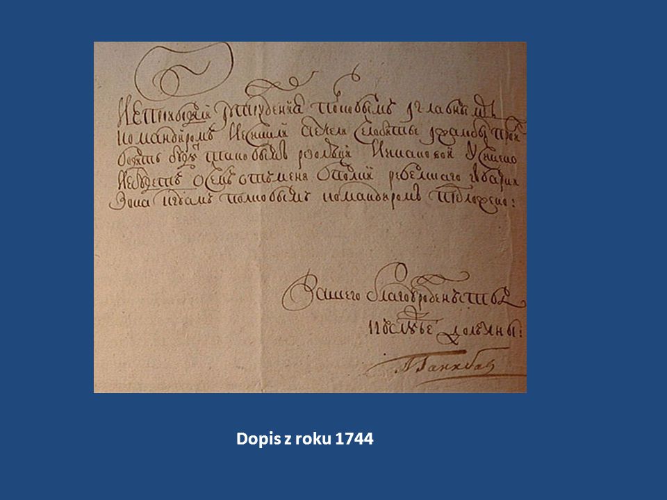 Dopis z roku 1744