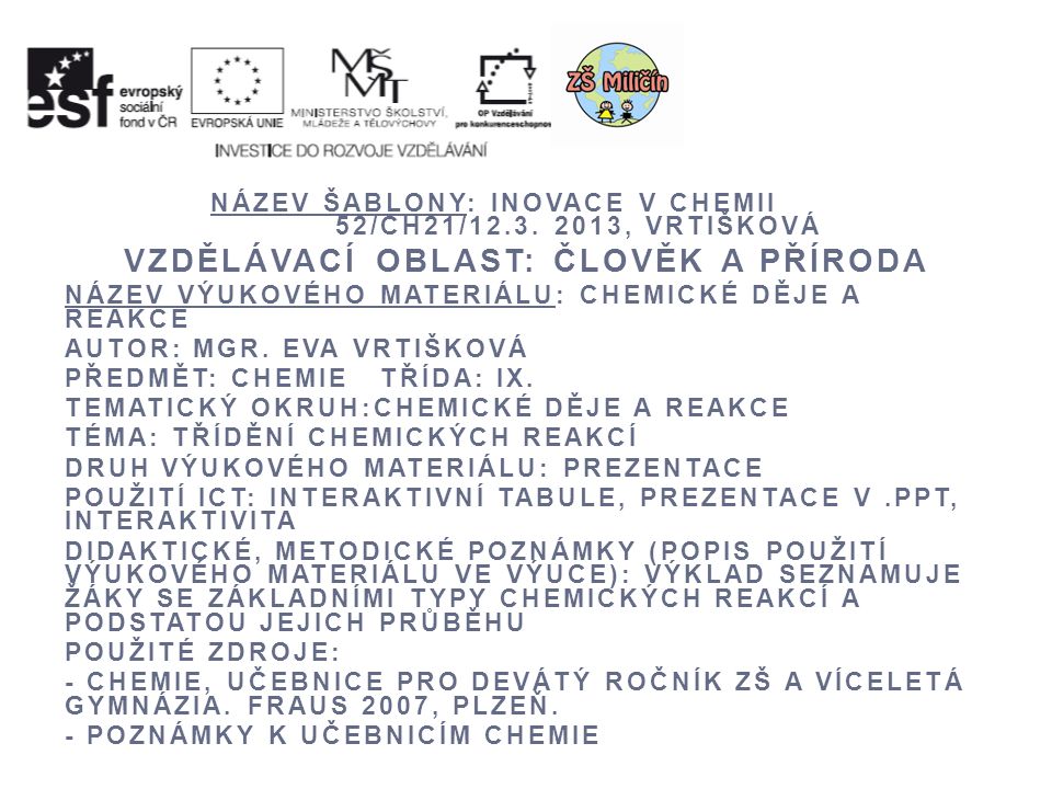NÁZEV ŠABLONY: INOVACE V CHEMII 52/CH21/12.3.