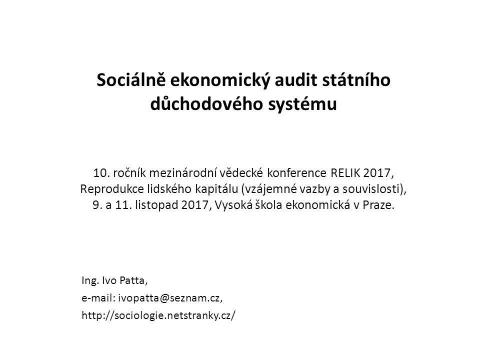 Sociálně ekonomický audit státního důchodového systému 10.