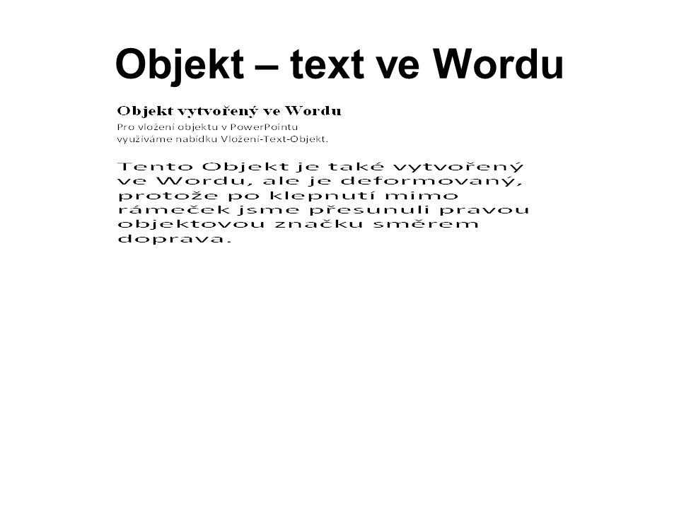 Objekt – text ve Wordu