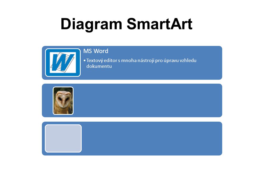 Diagram SmartArt MS Word •Textový editor s mnoha nástroji pro úpravu vzhledu dokumentu