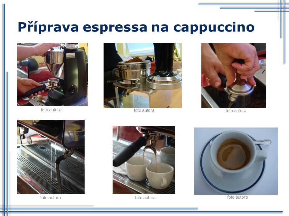 Příprava espressa na cappuccino foto autora