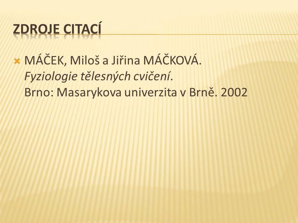  MÁČEK, Miloš a Jiřina MÁČKOVÁ. Fyziologie tělesných cvičení.