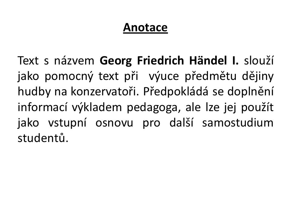 Anotace Text s názvem Georg Friedrich Händel I.