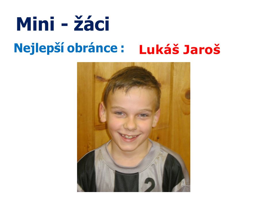 Mini - žáci Nejlepší obránce : Lukáš Jaroš