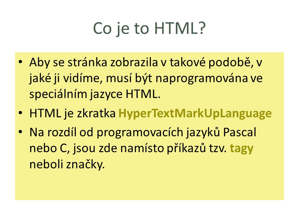 Co je to HTML.