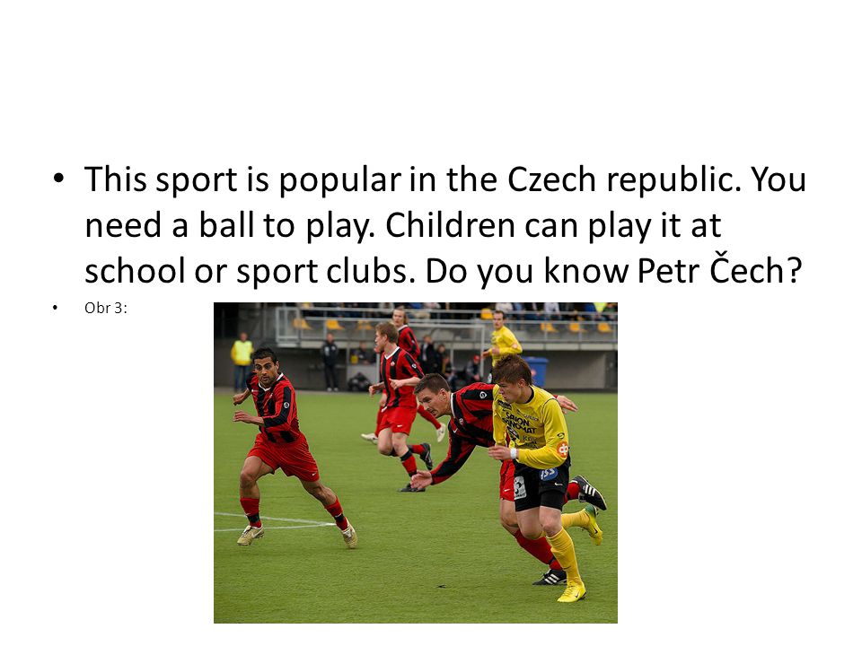 This sport is popular in the Czech republic. You need a ball to play.