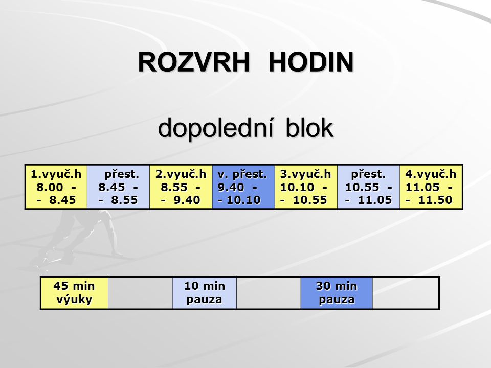 ROZVRH HODIN dopolední blok 1.vyuč.h přest.