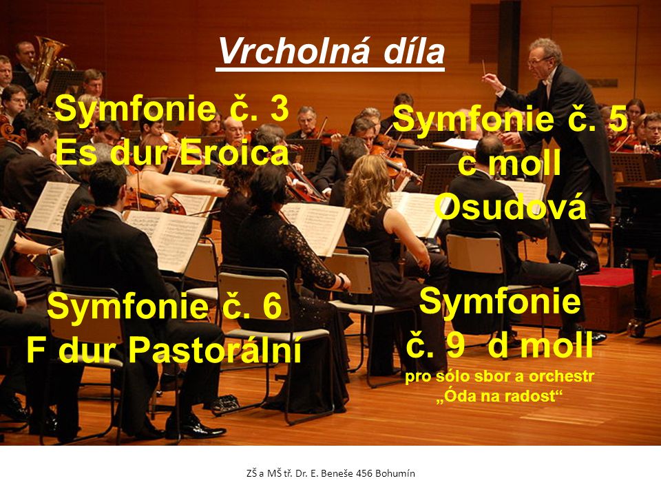Symfonie č. 3 Es dur Eroica Symfonie č. 5 c moll Osudová Vrcholná díla Symfonie č.