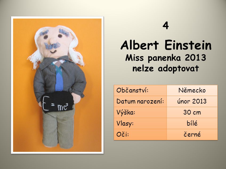 Albert Einstein Miss panenka 2013 nelze adoptovat 4