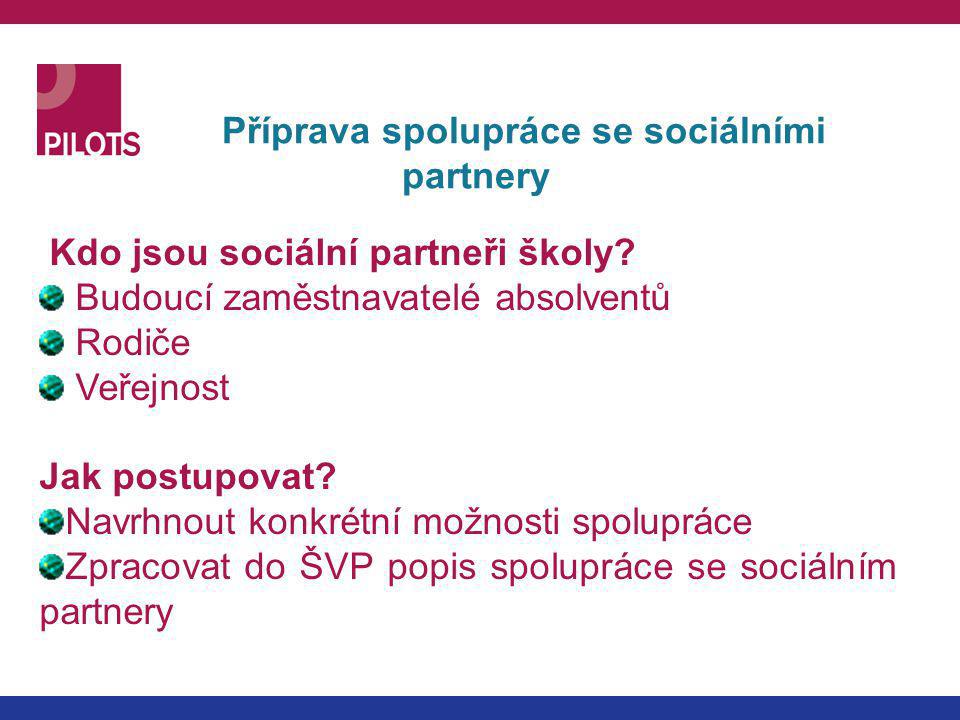 Příprava spolupráce se sociálními partnery Kdo jsou sociální partneři školy.