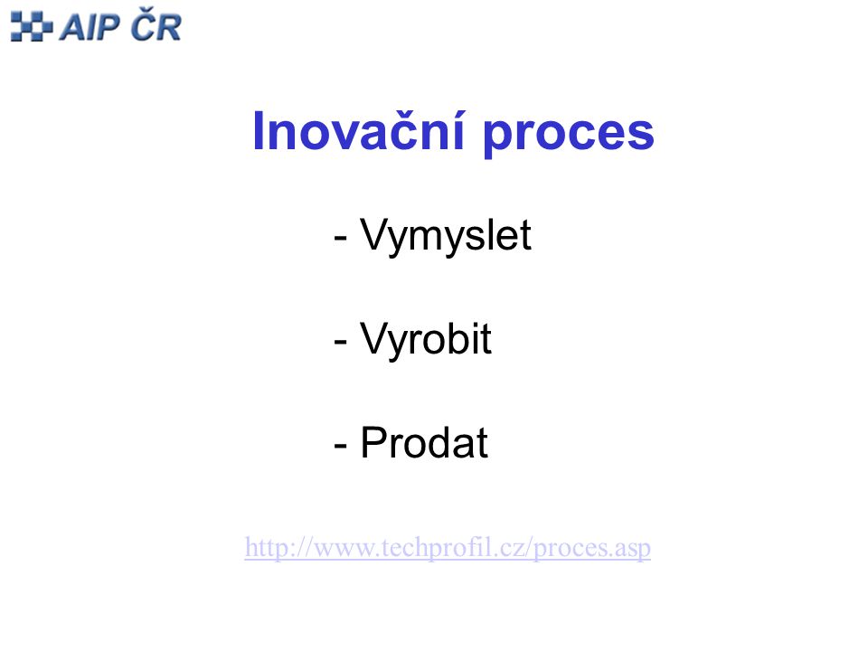 Inovační proces - Vymyslet - Vyrobit - Prodat