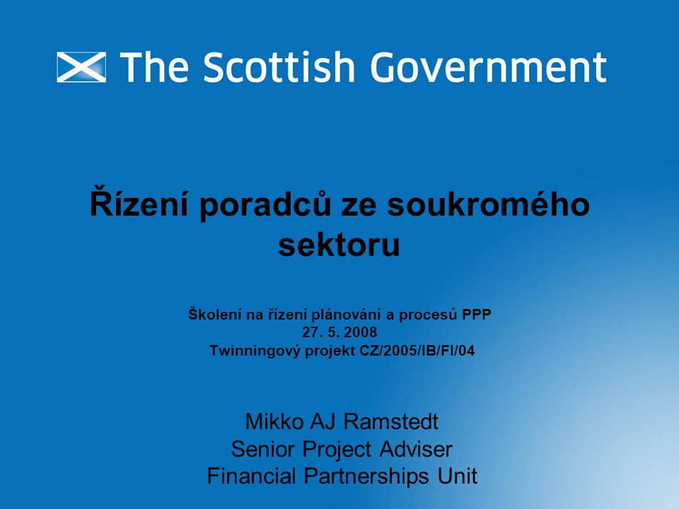 Řízení poradců ze soukromého sektoru Školení na řízení plánování a procesů PPP 27.