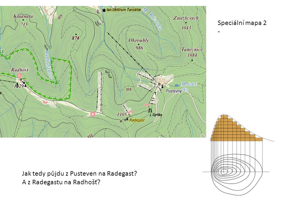 Speciální mapa 2 - Jak tedy půjdu z Pusteven na Radegast A z Radegastu na Radhošť