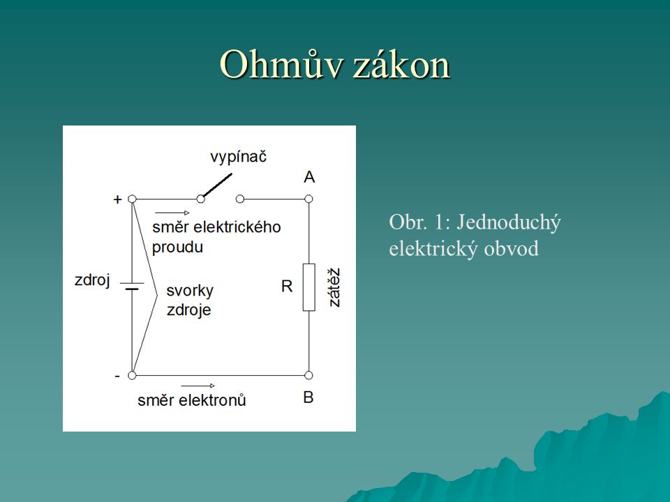 Ohmův zákon Obr. 1: Jednoduchý elektrický obvod
