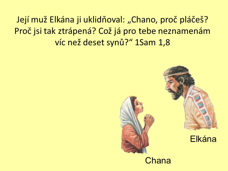Elkána Penina Chana Byl jeden muž, jmenoval se Elkána.