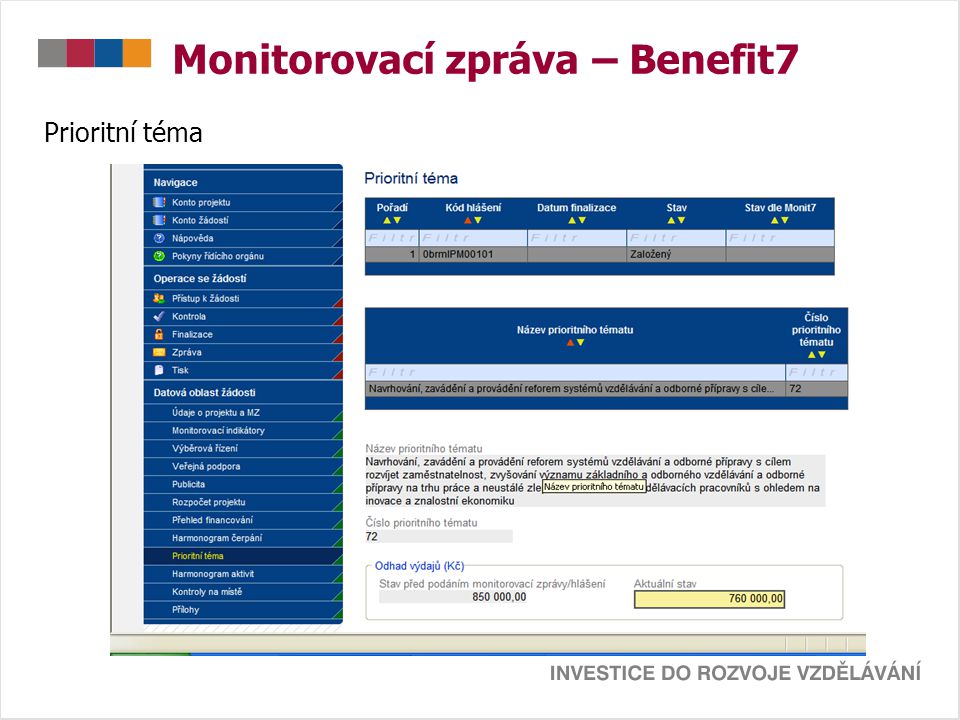 Monitorovací zpráva – Benefit7 Prioritní téma