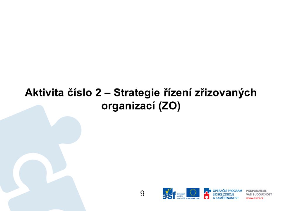 Aktivita číslo 2 – Strategie řízení zřizovaných organizací (ZO) 9