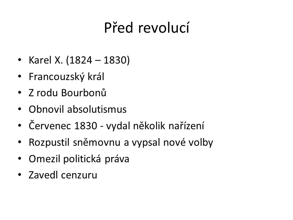 Před revolucí Karel X.