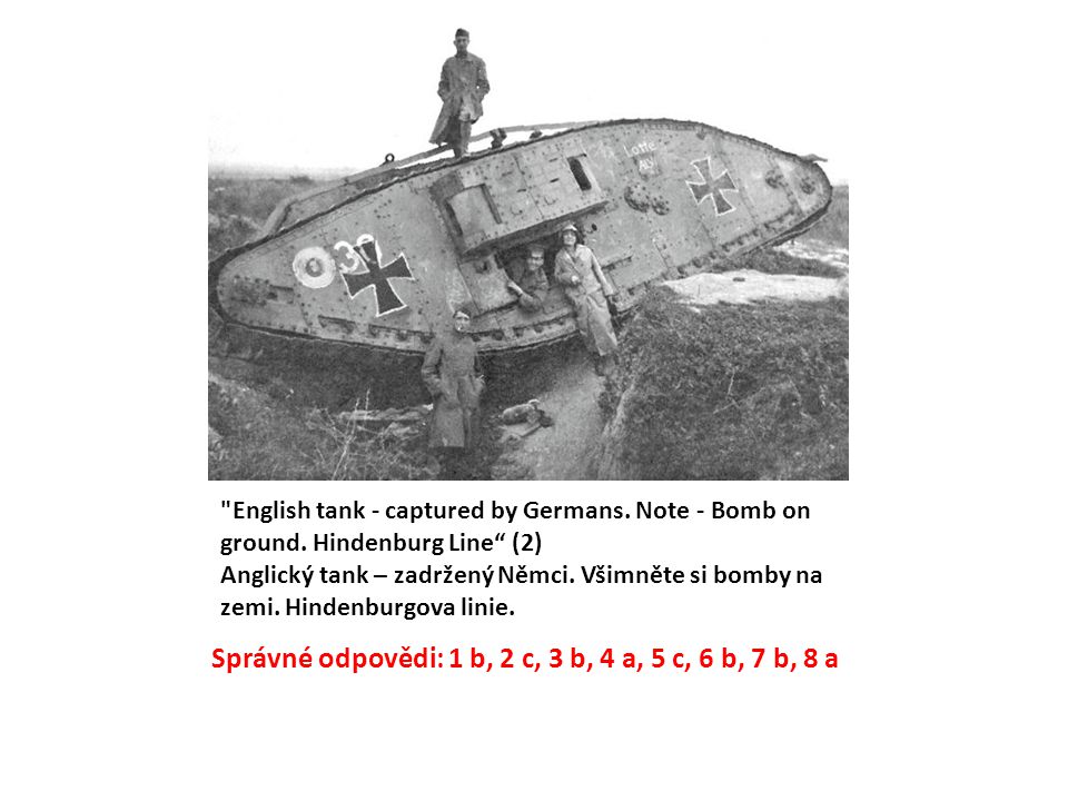 English tank - captured by Germans. Note - Bomb on ground.