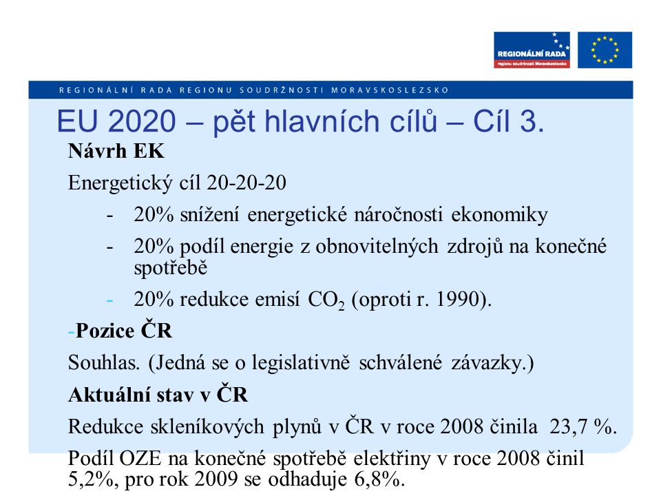 EU 2020 – pět hlavních cílů – Cíl 3.
